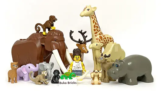 LEGO Elephant, Deer and Monkey Figures